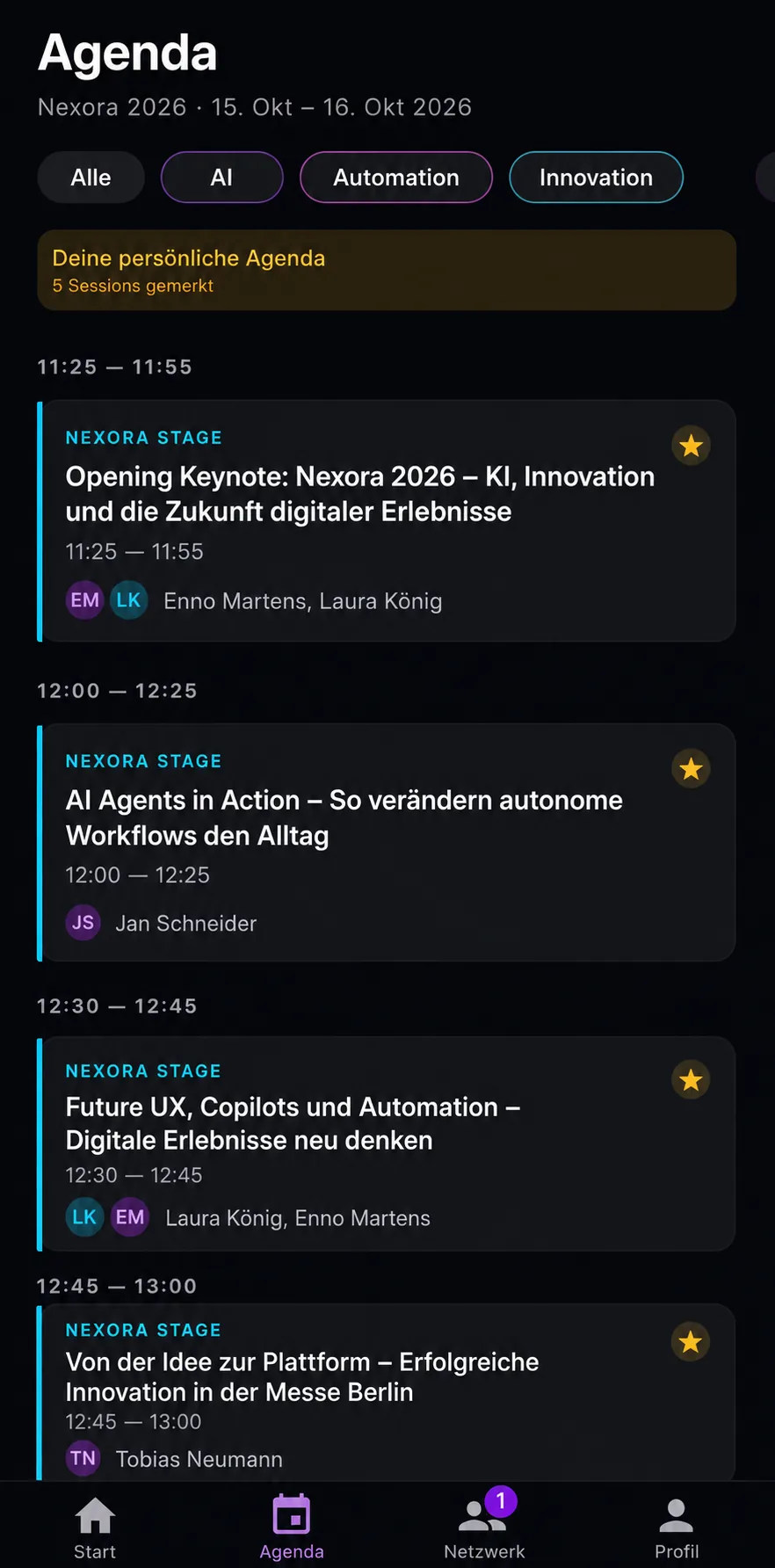 Nexora Event-App – Agenda